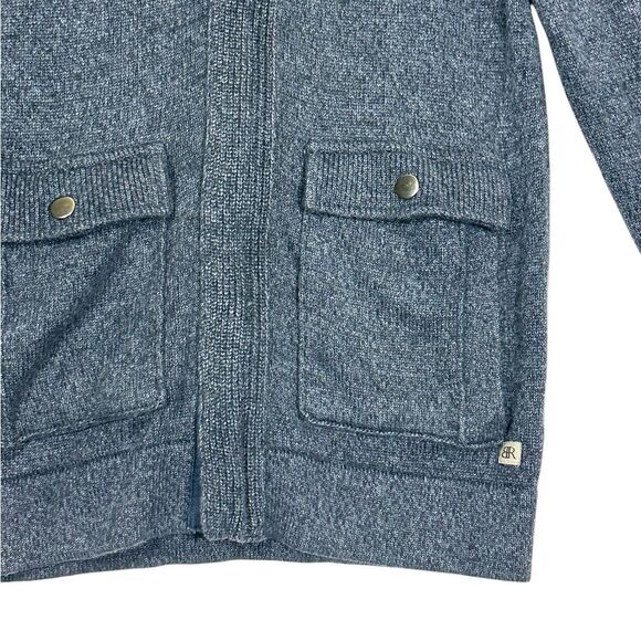 Banana Republic Men’s Cardigan Mr. Rogers Navy Full Zip Pockets Mock Neck Small - Picture 3 of 8